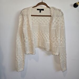 Cream Crochet Cardigan